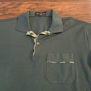 Dunhill shirt vintage 90s black made in Italy mercerized cotton Polo Golf top XL